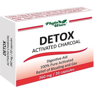 Phyto Wave Detox Activated Charcoal, 260 mg, 20 капсули, Phyto Wave