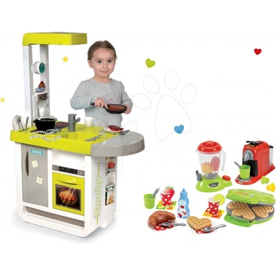 Smoby set kuchynka elektronická Cherry so zvukmi+vaflovač s mixérom kávovarom a vaflami 310908-12