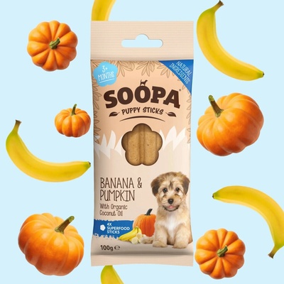 Soopa PUPPY dentálne tyčinky s banánom a tekvicou 100 g