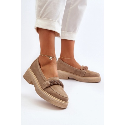Dámské semišové mokasíny s ozdobou béžové Zazoo 3429/W