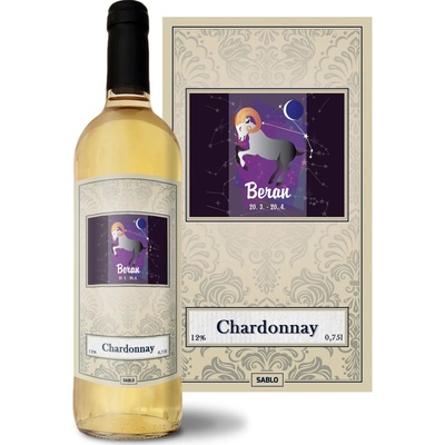 Sablio Baran Chardonnay biele suché víno 12 % 0,75 l (čistá fľaša)