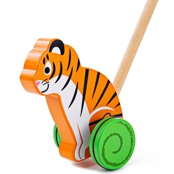Bigjigs Toys - Дървена играчка за бутане - Тигър (BB137)