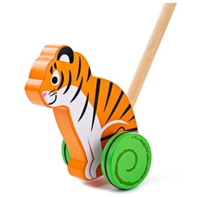Bigjigs Toys - Дървена играчка за бутане - Тигър (BB137)