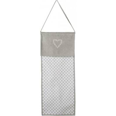 Šedý bavlněný závěsný kapsář se srdíčkem Lovely Heart – 28x1x68 cm