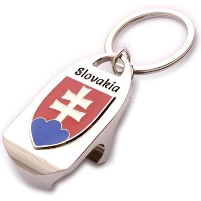 Prívesok na kľúče s otváračom Slovakia a slovenským znakom strieborný