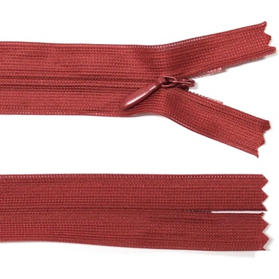 Spirálový zip no.3 skrytý nerozepínací 60cm - více barev color: 563 červená tmavá