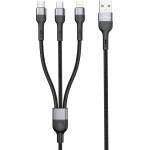DeTech Кабел за данни DeTech DE-52UCL, 3 в 1, USB - 2хType-C, Lightning, 1.0m, Черен - 40518