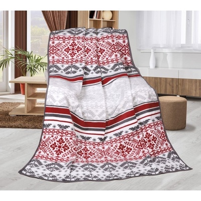 Kvalitex Deka vzorovaná Červenošedé retro 150x200