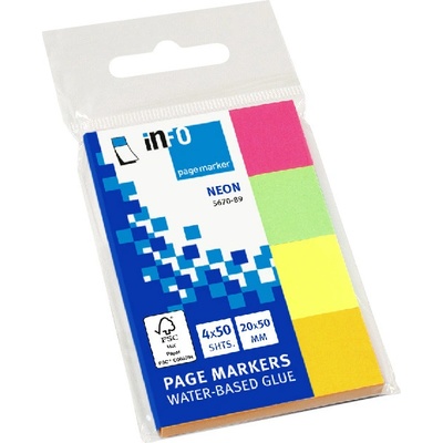 INFO NOTES Лепящи индекси Info Notes 20х50mm 4х40л. Неон (1302021-58-5670-89)
