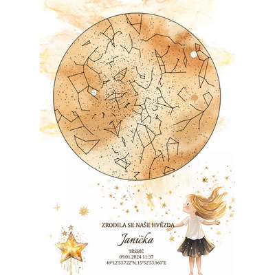 Dětská hvězdná mapa narození – Zboží Dáma