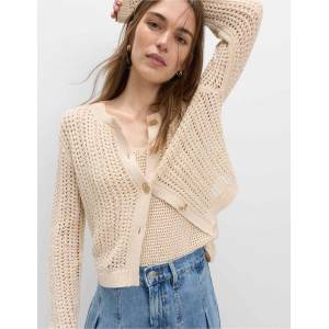 Marks & Spencer Кардиган със текстура на тесен крой от памук Marks & Spencer кремаво Marks & Spencer | Bezhov | ЖЕНИ | S