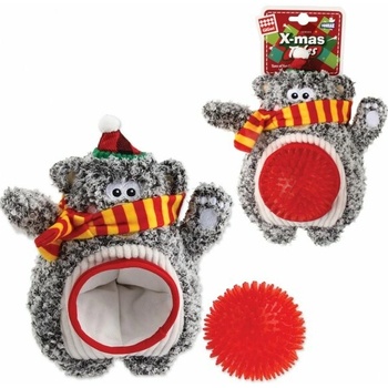 GiGwi vianočný medvedík s ježatou loptičkou 24 cm