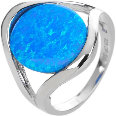 Bealio stříbrný prsten mohutný SOLITÉR modrý OPÁL 03 12591 3273