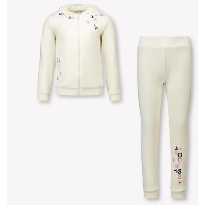 Guess Спортен плюшен екип за мини момиче в мръсно бял цвят с цветни детайли Guess