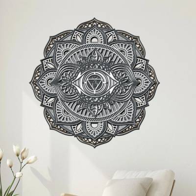 dřevo života Dřevěná 8 vrstvá mandala ROVNOVÁHY Zvolte rozměr šxv (cm): 60x60, Zvolte barvu dekoru: Antracitová-Bílá