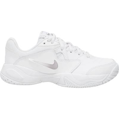 Nike Детски маратонки Nike Kid's Junior Court Lite 2 Sneakers - White / Metallic Silver - размер 38 (EU) (702-6314-0220)