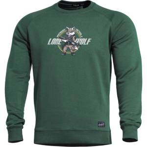 PENTAGON Пентагон Мъжки суичър без качулка Lone Wolf, springbok green (K09019-LO-83)