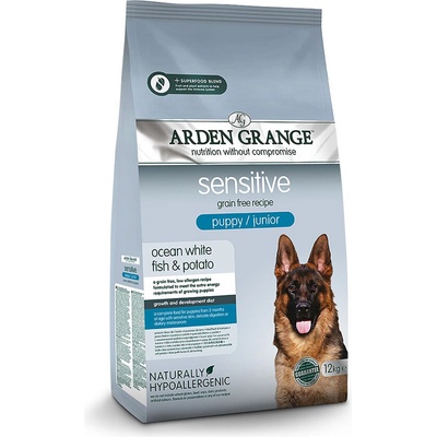 Arden Grange - Sensitive Puppy Grain Free - с бяла риба и картоф, за кучета от 2 до 12 месеца с чувствителна храносмилателна система 12 кг