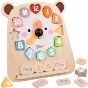 Teddies Часовник мечка образователен пъзел дървен в кутия (00512128)