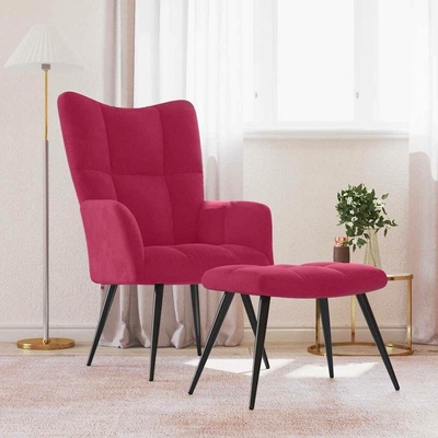 vidaXL 328089 relaxační se stoličkou samet vínová červená