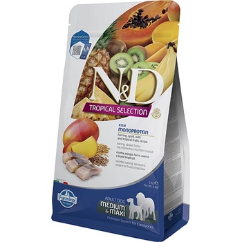 Farmina N&D Tropical Selection Dog Adult MEDIUM MAXI Herring and Tropical fruits - суха храна за кучета над 1 година от средни и едри породи, с херинга, спелта, овес и тропически плодове - 10 кг Италия - PND1000049