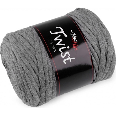 Prima-obchod Bavlněná pletací příze Twist macrame 500 g rozčesávací, barva 10 (8235) šedá neutrální
