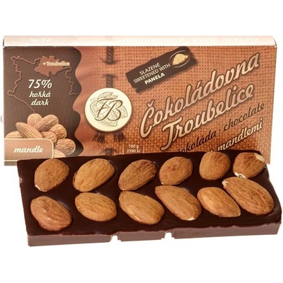 Čokoládovna Troubelice hořká 75% s MANDLEMI 55 g