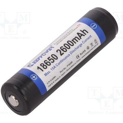 KEEPPOWER ICR18650-260PCM-R 2600MAH PROTECTED Akum: Li-Ion; 18650,MR18650; 3,7V; 2600mAh; Ø18,8x69mm; 15A; 1ks.