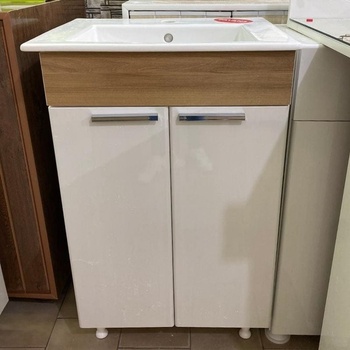 Image 1 of Ramois ПВЦ долен шкаф за баня с мивка Бадем 55 или 65 см, водоустойчив, имитация дърво