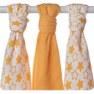 Kikko Bambusové pleny XKKO BMB 70 x 70 Little Stars Orange MIX 3 ks