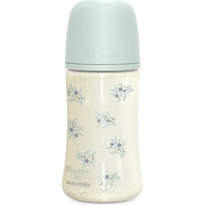 Suavinex dojčenská fľaša Poetry fyziol prietok modrá 270 ml