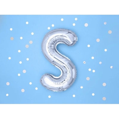 Party Deco FB2M S 018 Fóliový balón strieborný písmeno 35 cm S