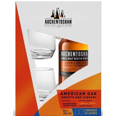 AUCHENTOSHAN Шотландско уиски Охинтошън/Auchentoshan Американ Оук + 2 Чаши