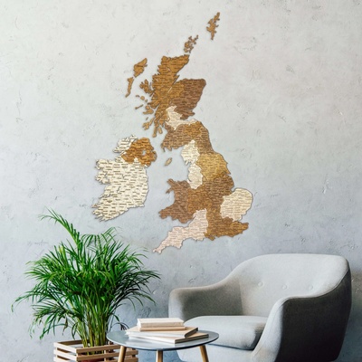 Drevená mapa Veľkej Británie 78 x 44 cm