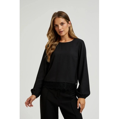 Moodo Черна риза с дантела и обемни ръкави Moodo Moodo | Cheren | ЖЕНИ | 38