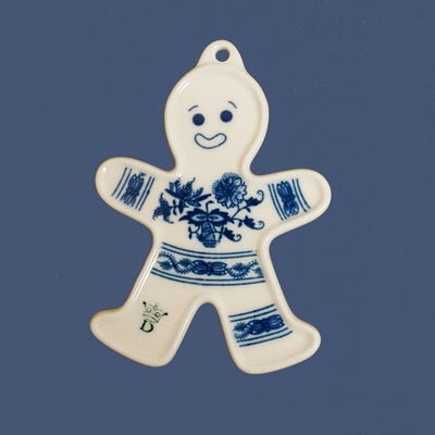 Český porcelán Cibulák Vánoční ozdoba perníček 8,5 x 6 cm – Zboží Dáma