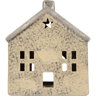 Béžový keramický domek na čajovou svíčku Lamont - 13*8*15 cm - Clayre & Eef