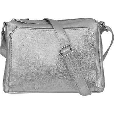 Kožená crossbody kabelka MAXFLY 5542 stříbrná