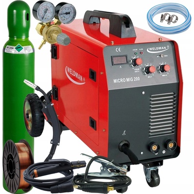 WELDMAN MIG 200A MMA 230V Set - Fľaša, Drôt, Reduktor, Flux