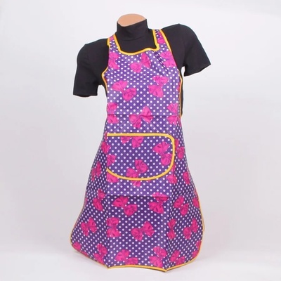 Престилка за готвене в лилав цвят на точки и панделки