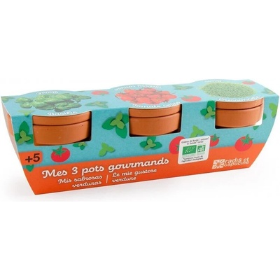 Radis et Capucine Мини зеленчукова градина БИО - трио саксии теракота (041564)