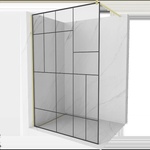 Mexen Kioto душ параван Walk-in 90 x 200 см, черен десен 8 мм, златисто четкан - 800-090-101-55-78 (800-090-101-55-78)