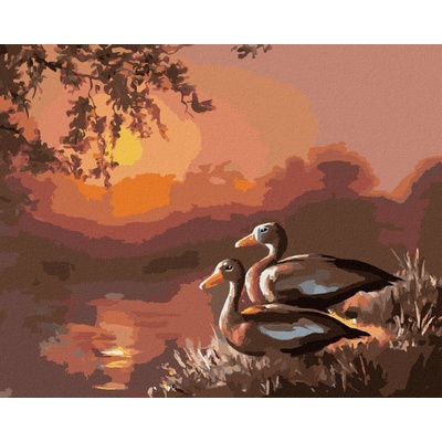 zuty Malování Podle Čísel Kachny U Jezera A Západ Slunce D. Rusty Rust 40 x 50 Cm Plátno Rám