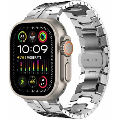 Techsuit Стоманена каишка за Apple Watch 42мм, 44мм, 45мм, 46мм, Ultra, Ultra 2 49мм - Techsuit Stainless Steel Watchband W063 (сребрист) (W063 (KF2335567))