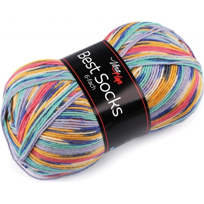 Pletací příze Best socks / ponožkovka 150 g, střední, 6 (7374) multikolor