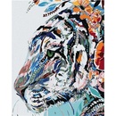 Zuty Maľovanie podľa čísel BIELY TIGER S KVETMI