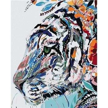 Zuty Maľovanie podľa čísel BIELY TIGER S KVETMI