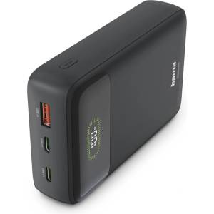 Hama Външна батерия HAMA "PD20-W20", 20000 mAh, 3 изхода: 2 x USB-C, USB-A, Бързо зареждане (HAMA-201780)