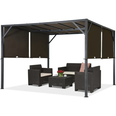 Garden Point Метална пергола за тераса Santorini 4 x 4 м кафява Garden Point (GAP1141)