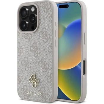 GUESS Малък класически калъф MagSafe за iPhone 16 Pro - розов